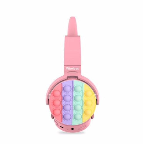 Rainbow Cat Ear Wireless Headphones for Girls