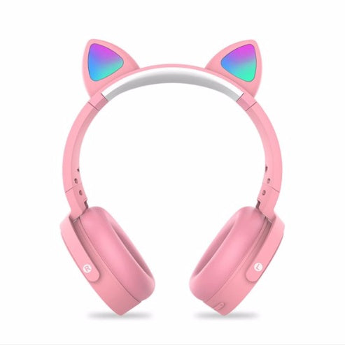 Rainbow Cat Ear Wireless Headphones for Girls
