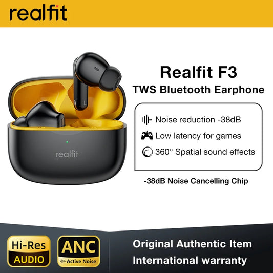 Realfit F3 Wireless Earphones – Active Noise Cancellation & ENC Mic
